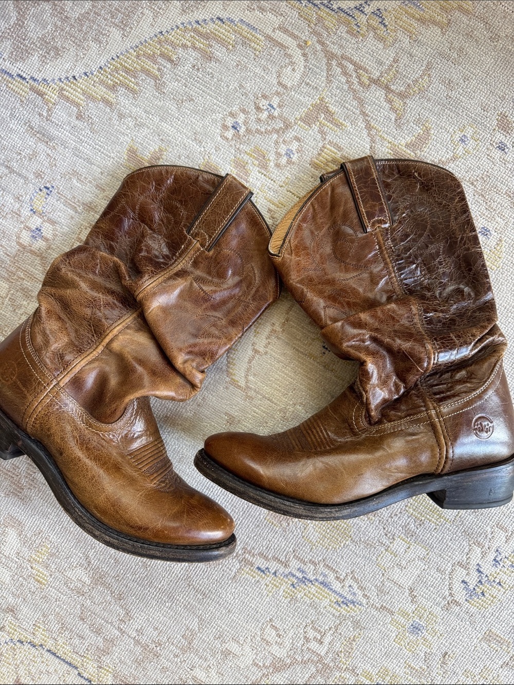 Double H Brown Leather Western Boots Size 7